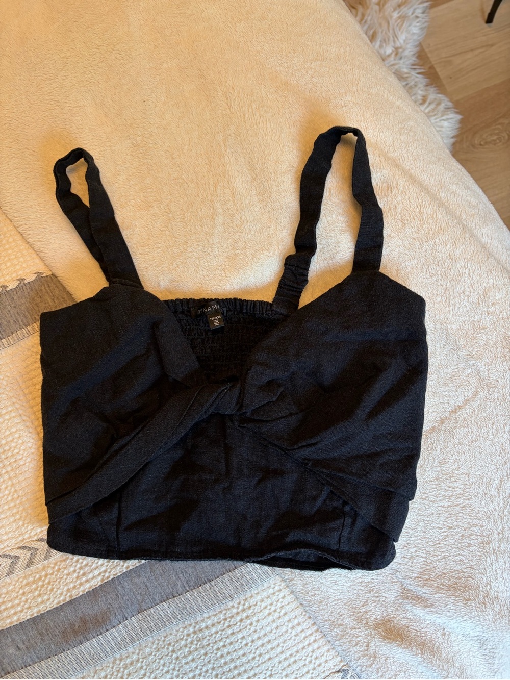 Dynamite Black Cropped Twist Front Tank